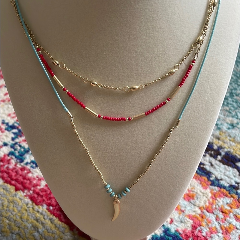 Multicolor Layered Necklace Set - Picture 2 of 4